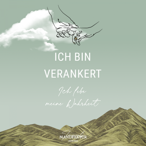 Grafisches Produktbild für das Coaching mit dem Namen Wandlung, türkisblauer Himmel, eine Wolke links, Berge